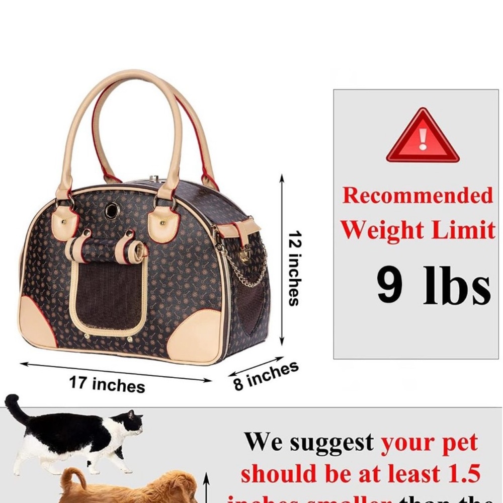 Beige & Brown Stylish Pet Carrier Tote - Picture 12 of 12
